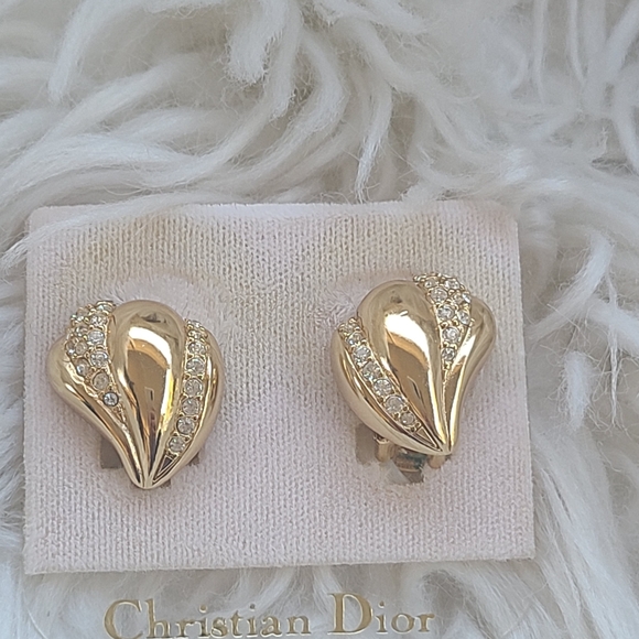 Vintage Christian Dior Gold-tone Clip-on Earrings- Excellent Condition - Picture 2 of 9